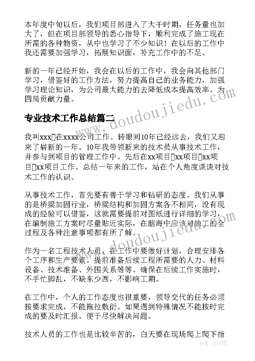 最新专业技术工作总结(优质8篇)