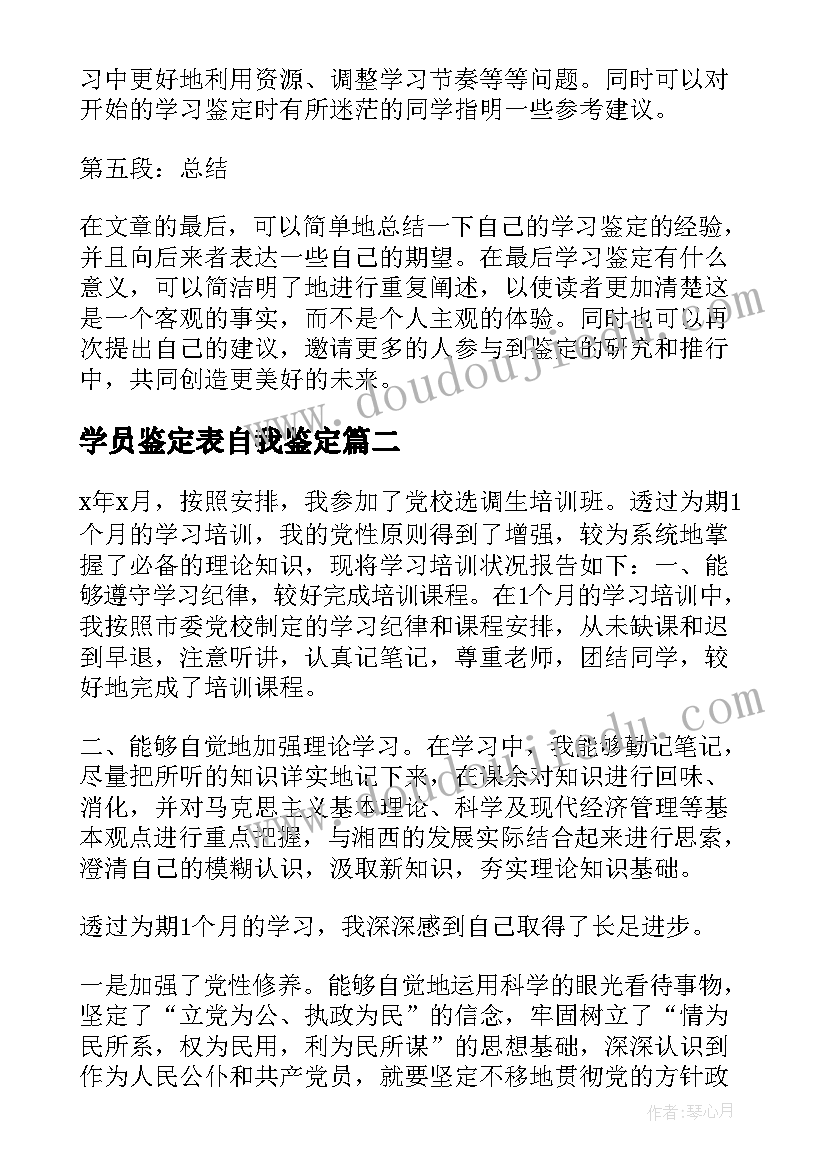 学员鉴定表自我鉴定 学员鉴定学习心得体会总结(精选6篇)