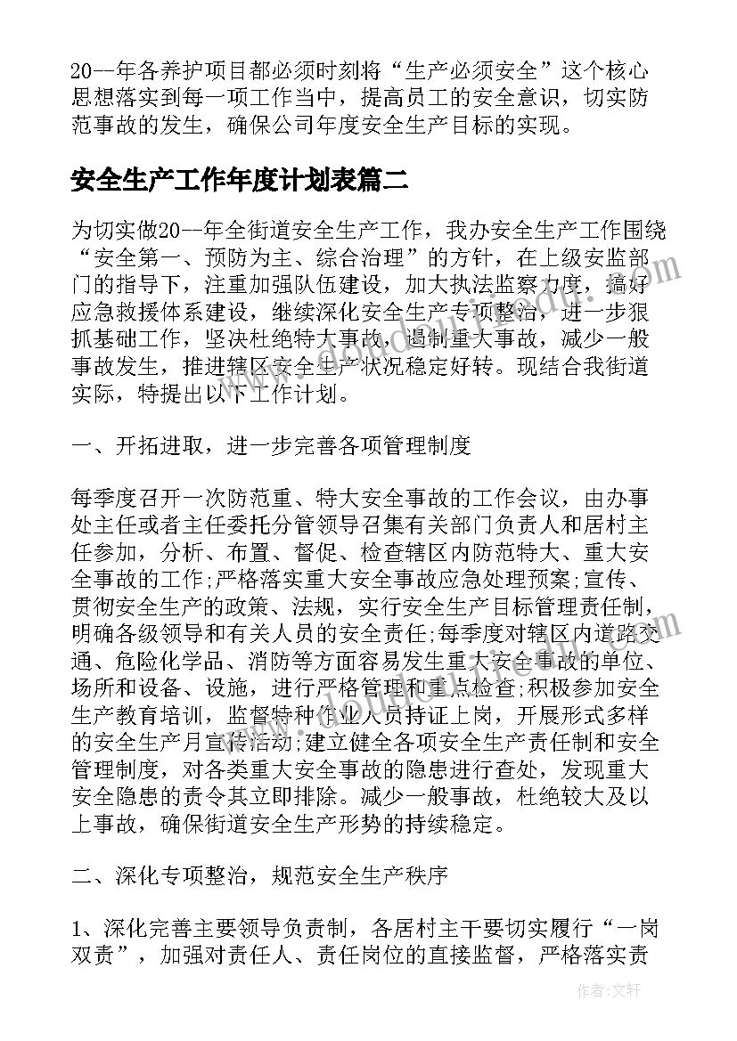 2023年安全生产工作年度计划表(精选5篇)