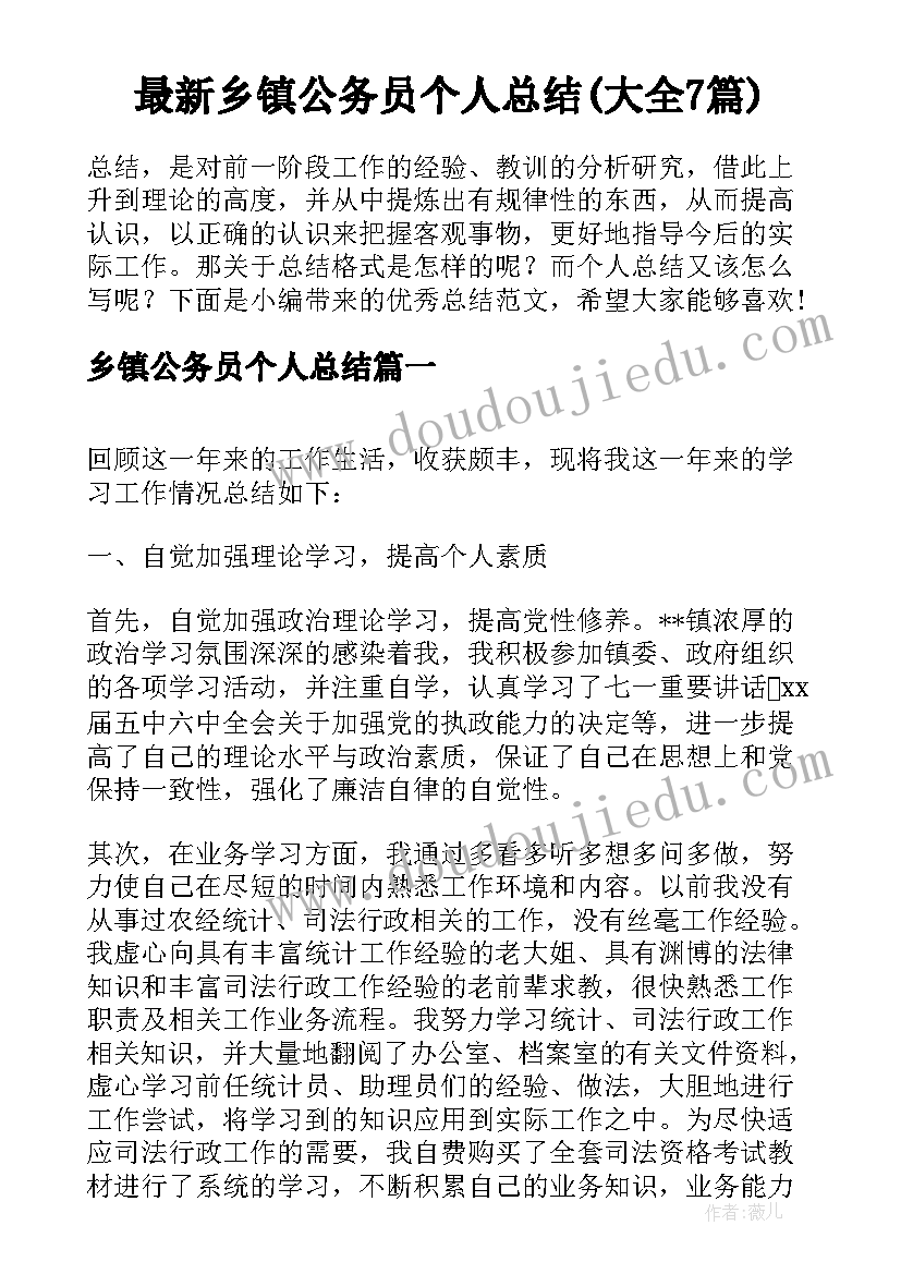 最新乡镇公务员个人总结(大全7篇)