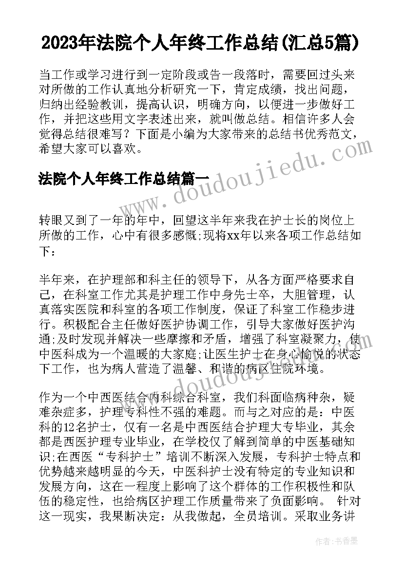 2023年法院个人年终工作总结(汇总5篇)