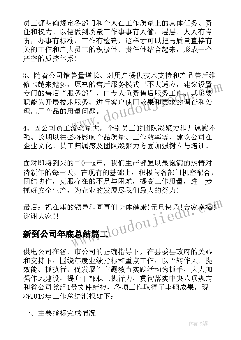 2023年新到公司年底总结(汇总5篇)