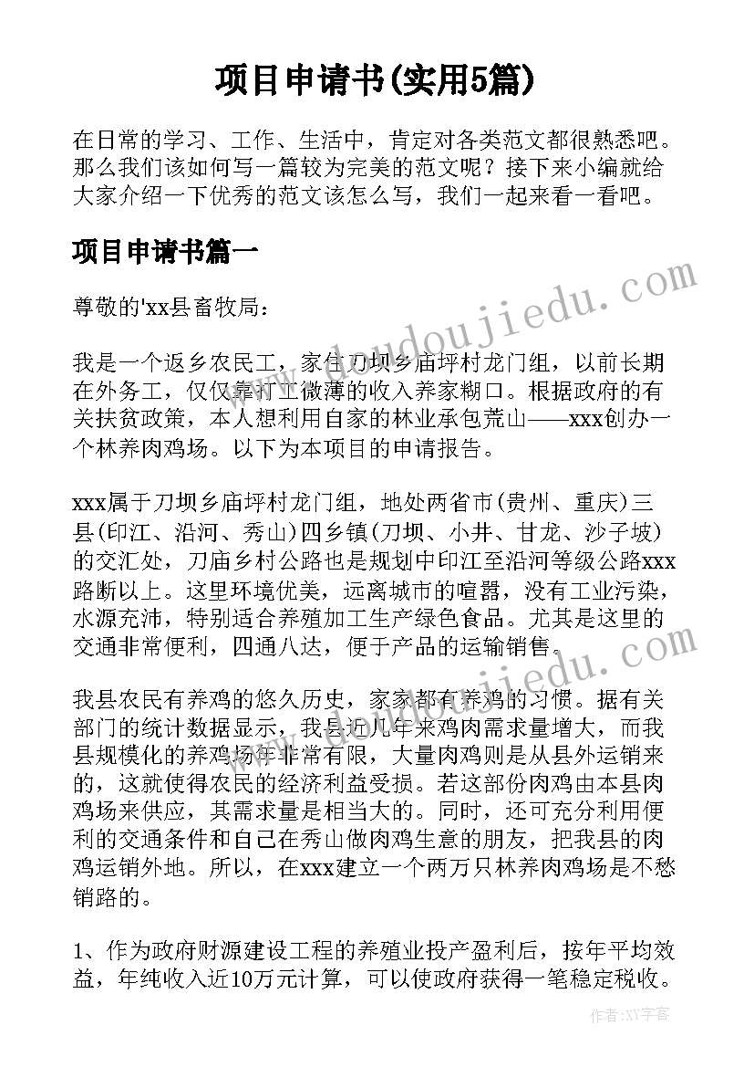 项目申请书(实用5篇)