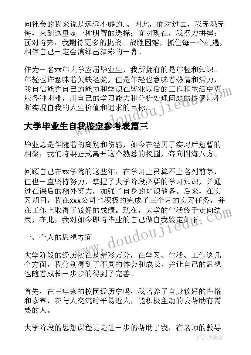 2023年大学毕业生自我鉴定参考表 大学毕业生自我鉴定参考(大全5篇)