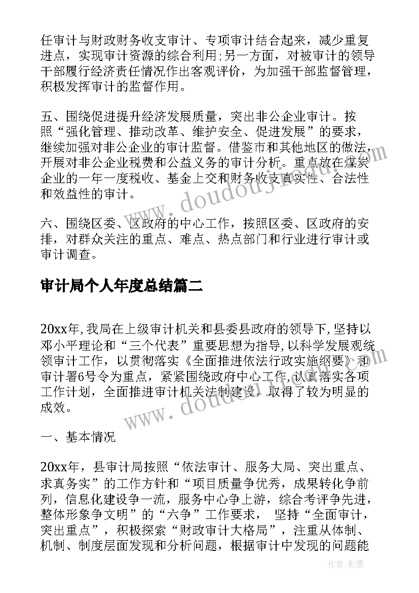 2023年审计局个人年度总结(实用5篇)