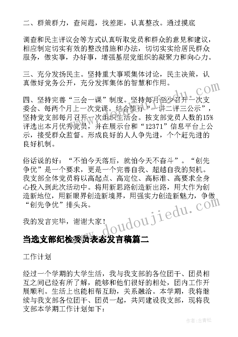 当选支部纪检委员表态发言稿 支部纪检委员表态发言稿(通用5篇)