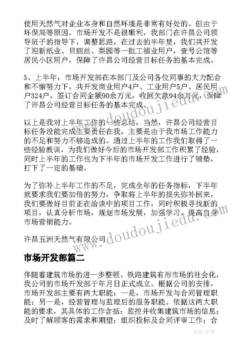 2023年市场开发部 市场开发部工作总结(大全5篇)