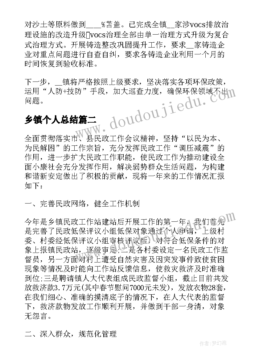 2023年乡镇个人总结(精选5篇)