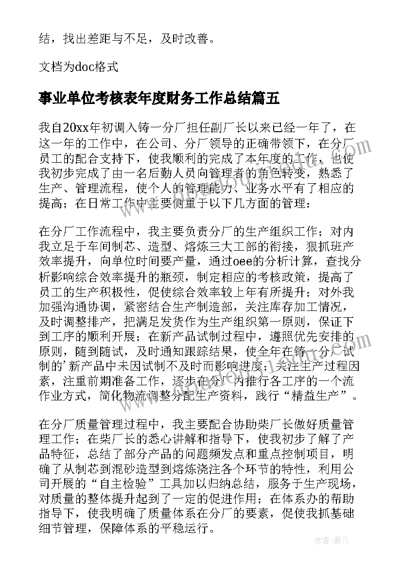 2023年事业单位考核表年度财务工作总结(优质6篇)