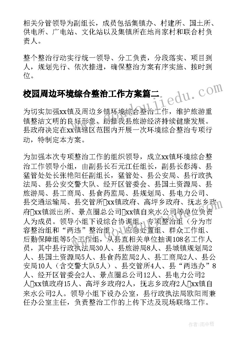 最新校园周边环境综合整治工作方案 环境综合整治工作方案(优质7篇)