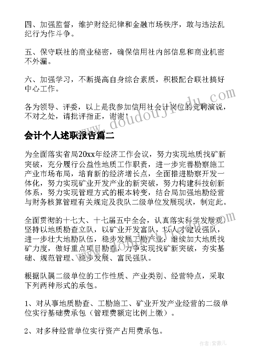 会计个人述职报告(优秀5篇)