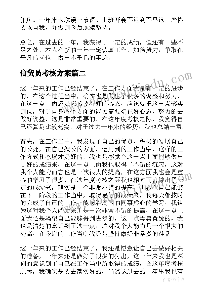 最新信贷员考核方案(模板6篇)