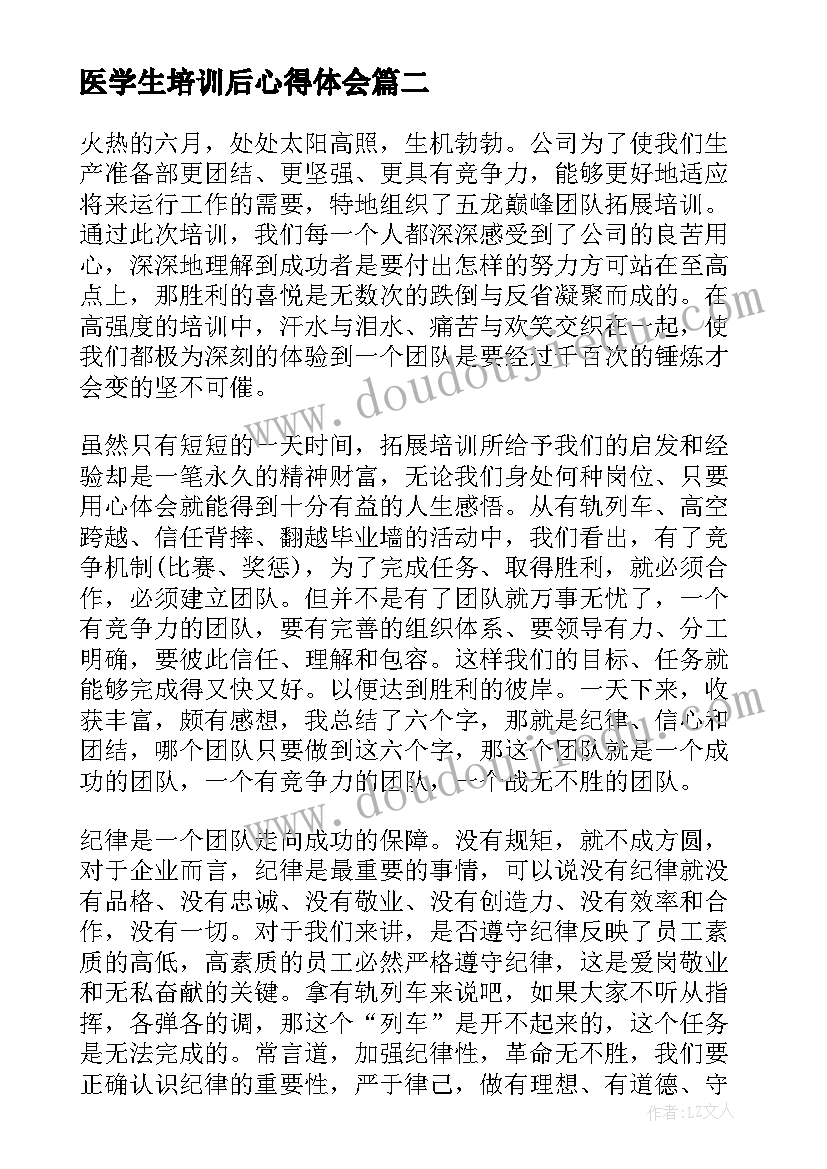 医学生培训后心得体会(模板5篇)