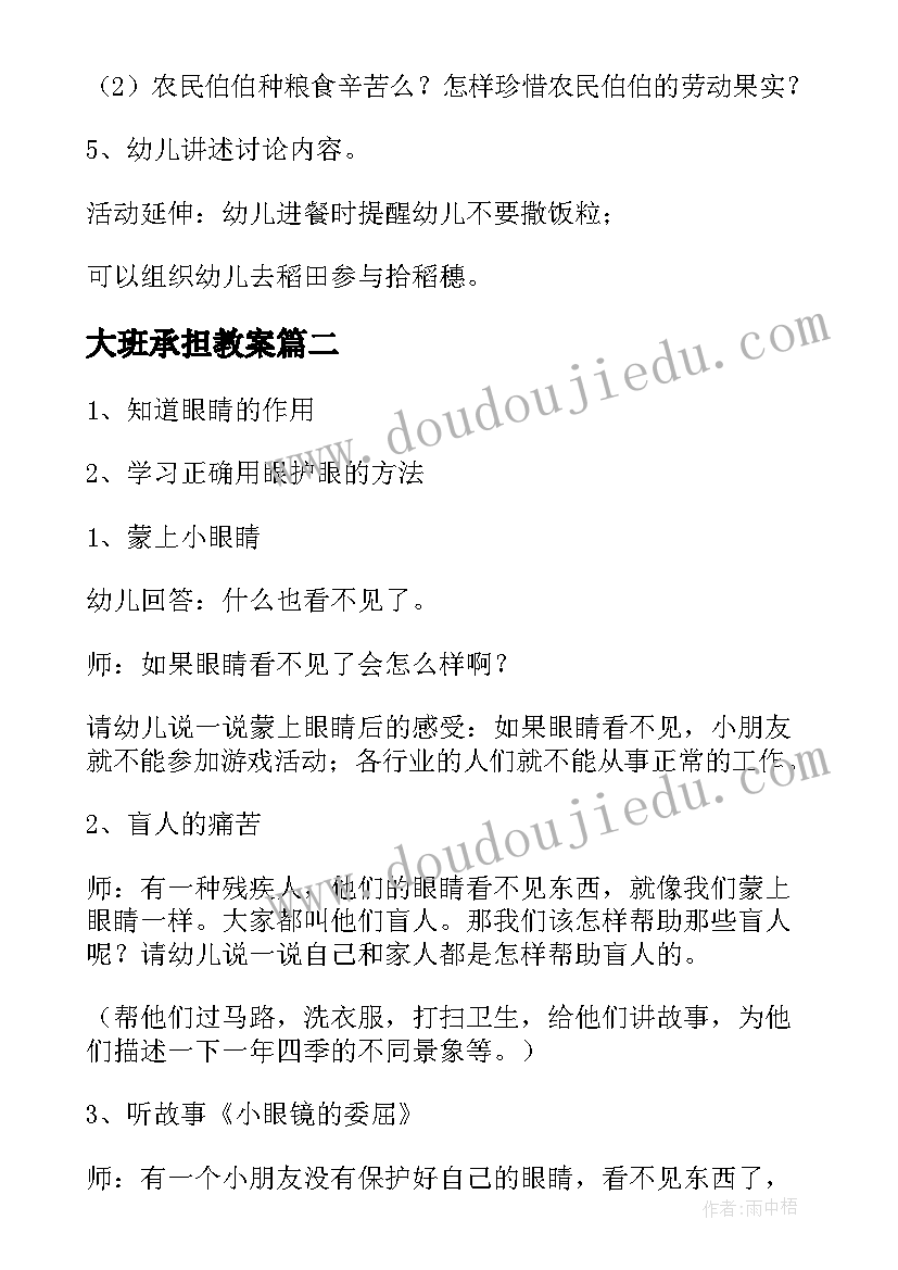 大班承担教案 大班社会教案(模板8篇)