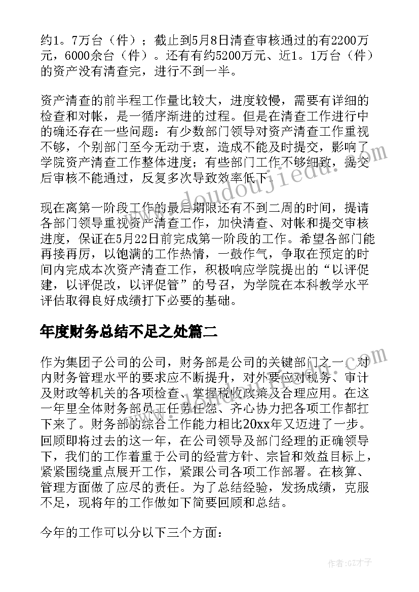 最新年度财务总结不足之处 财务年度总结(模板7篇)