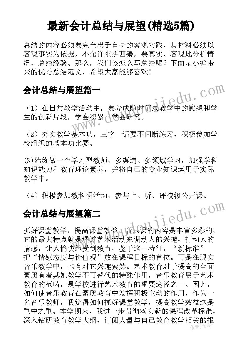 最新会计总结与展望(精选5篇)