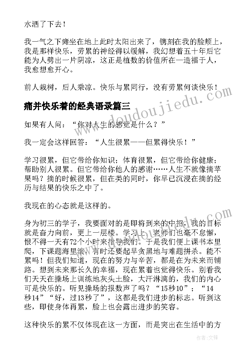 2023年痛并快乐着的经典语录(大全6篇)