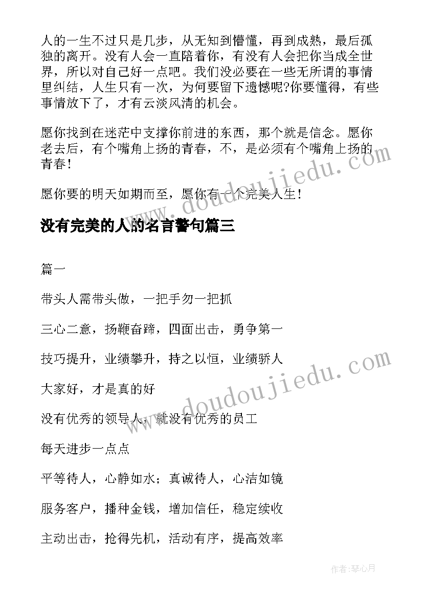 2023年没有完美的人的名言警句 人生没有完美(通用5篇)