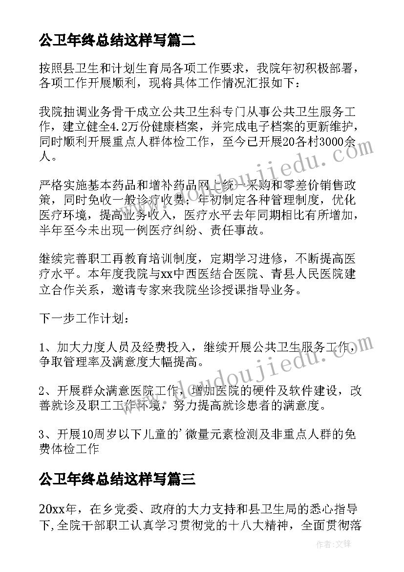 公卫年终总结这样写(模板5篇)