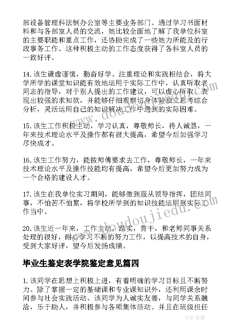 2023年毕业生鉴定表学院鉴定意见 大学生毕业组织鉴定评语(优质10篇)