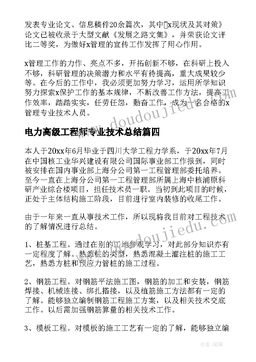 2023年电力高级工程师专业技术总结(优质9篇)