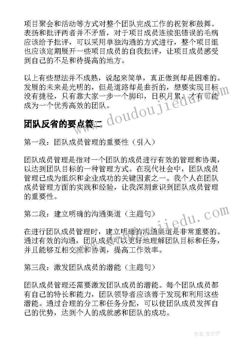 最新团队反省的要点 团队管理心得(模板10篇)