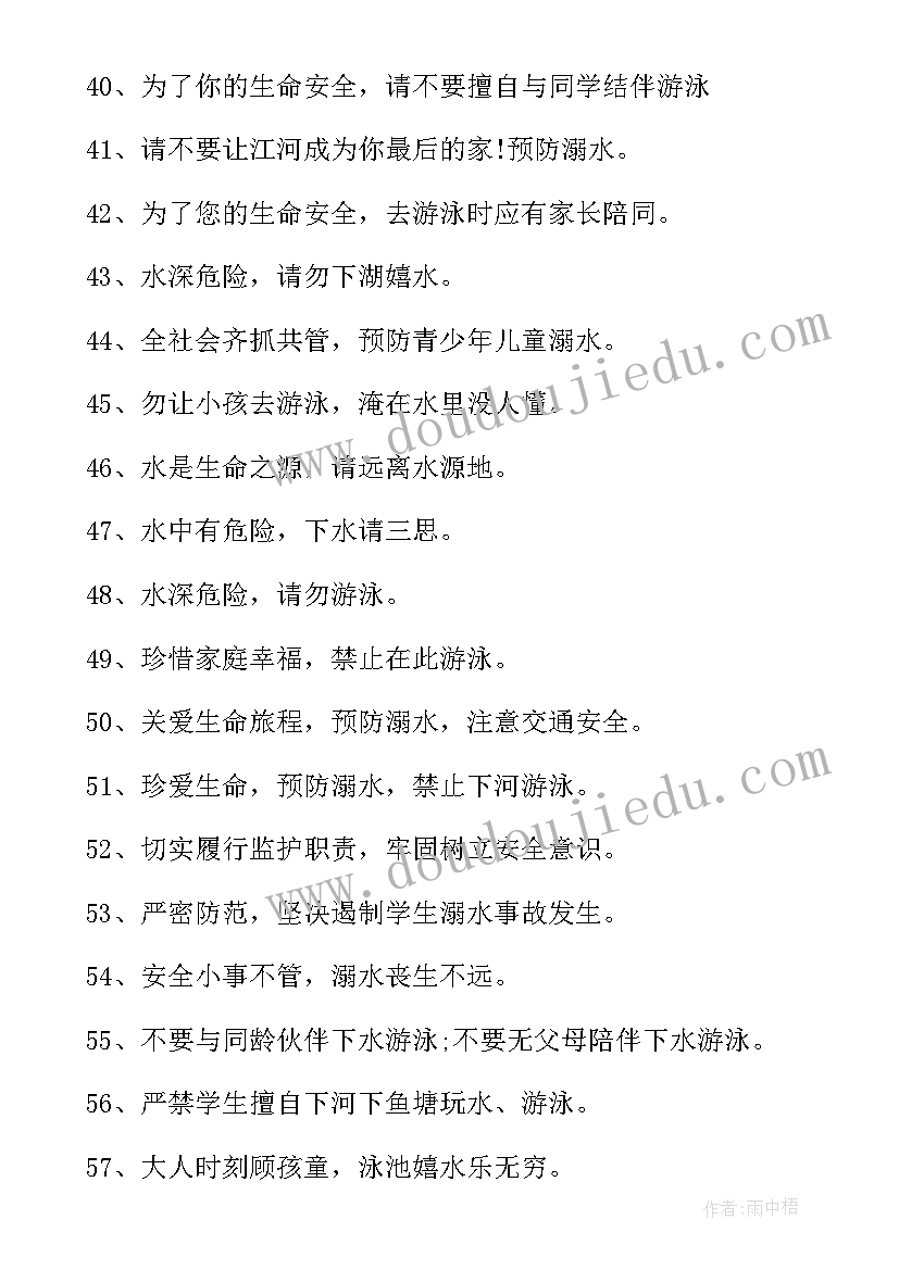 2023年学校防溺水标语(模板5篇)