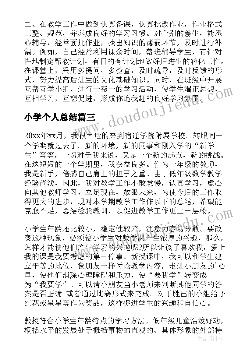 最新小学个人总结(精选8篇)