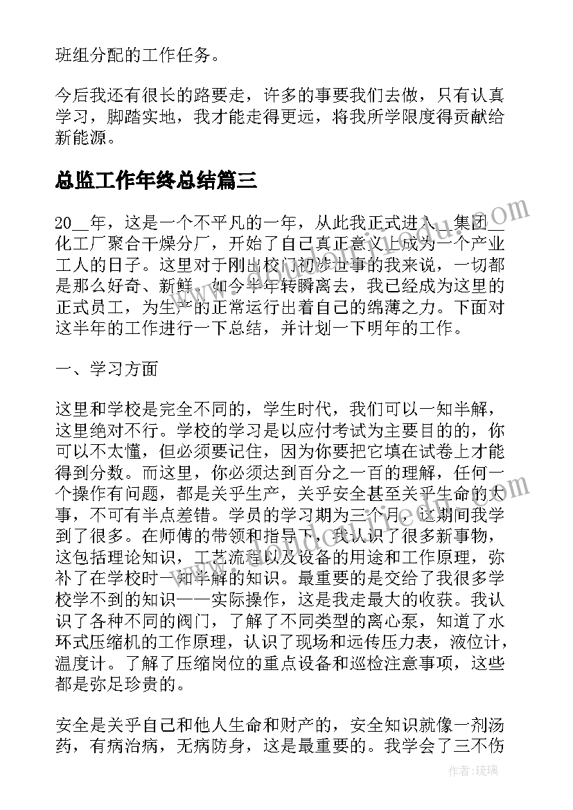 最新总监工作年终总结(优秀5篇)