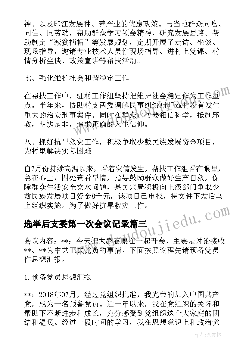 最新选举后支委第一次会议记录(通用5篇)