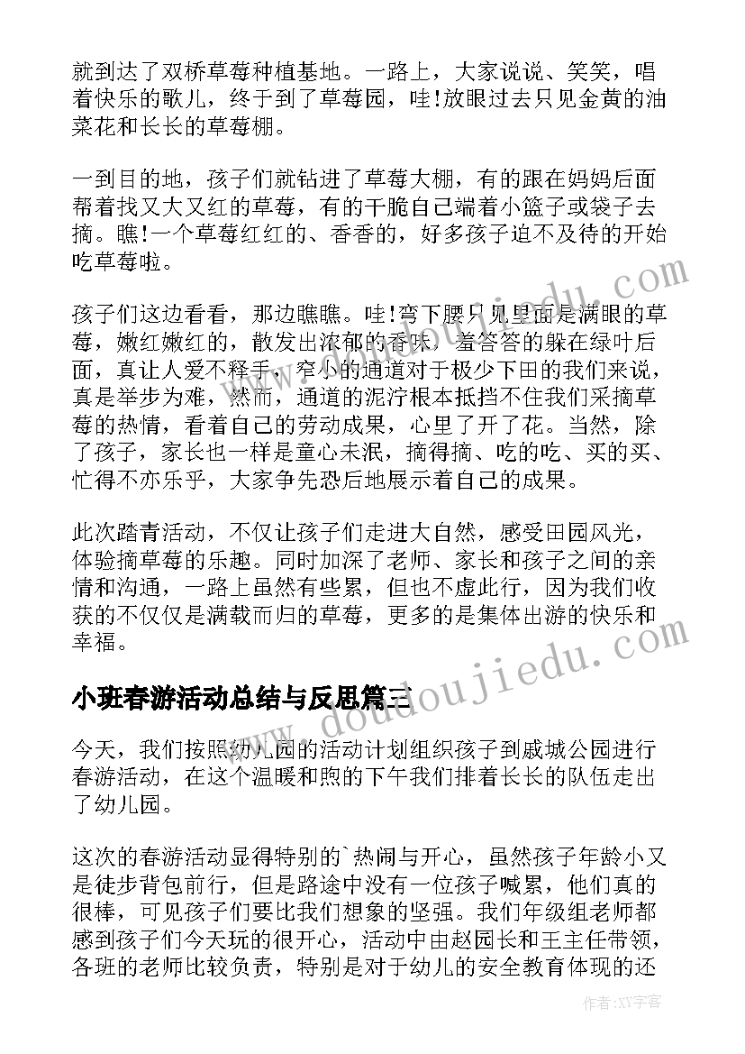 小班春游活动总结与反思(优质5篇)