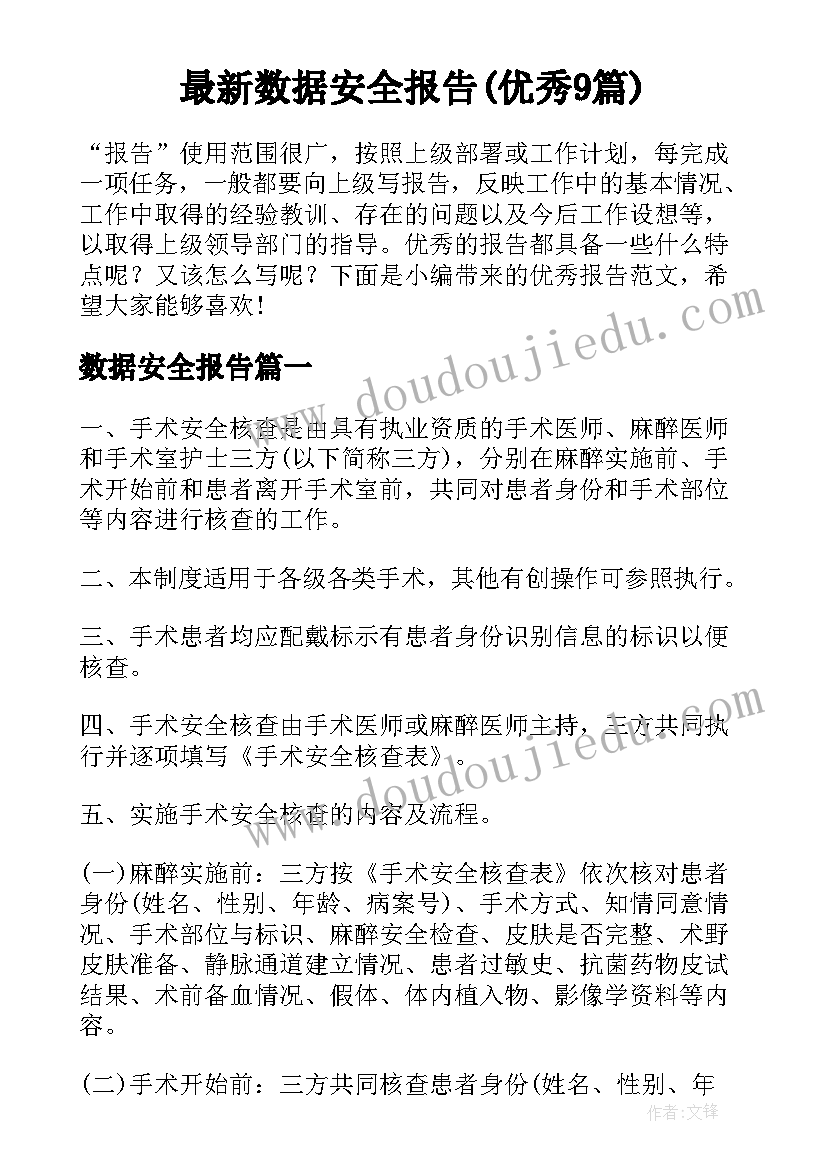 最新数据安全报告(优秀9篇)