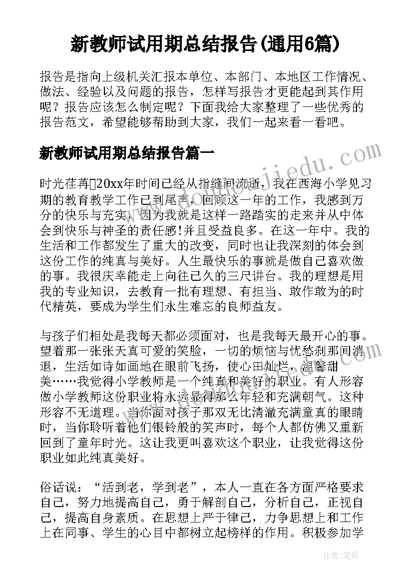 新教师试用期总结报告(通用6篇)