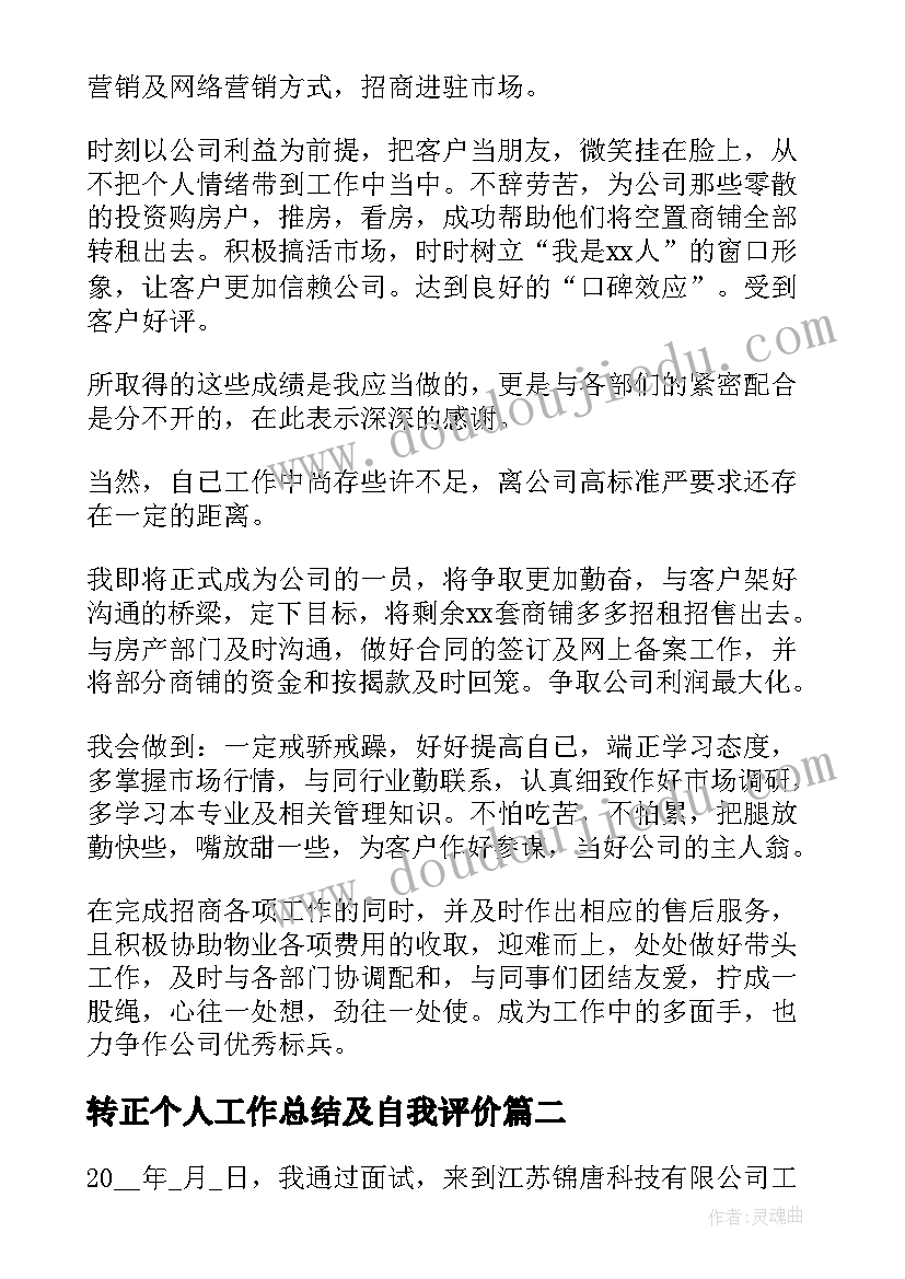 最新转正个人工作总结及自我评价(实用5篇)