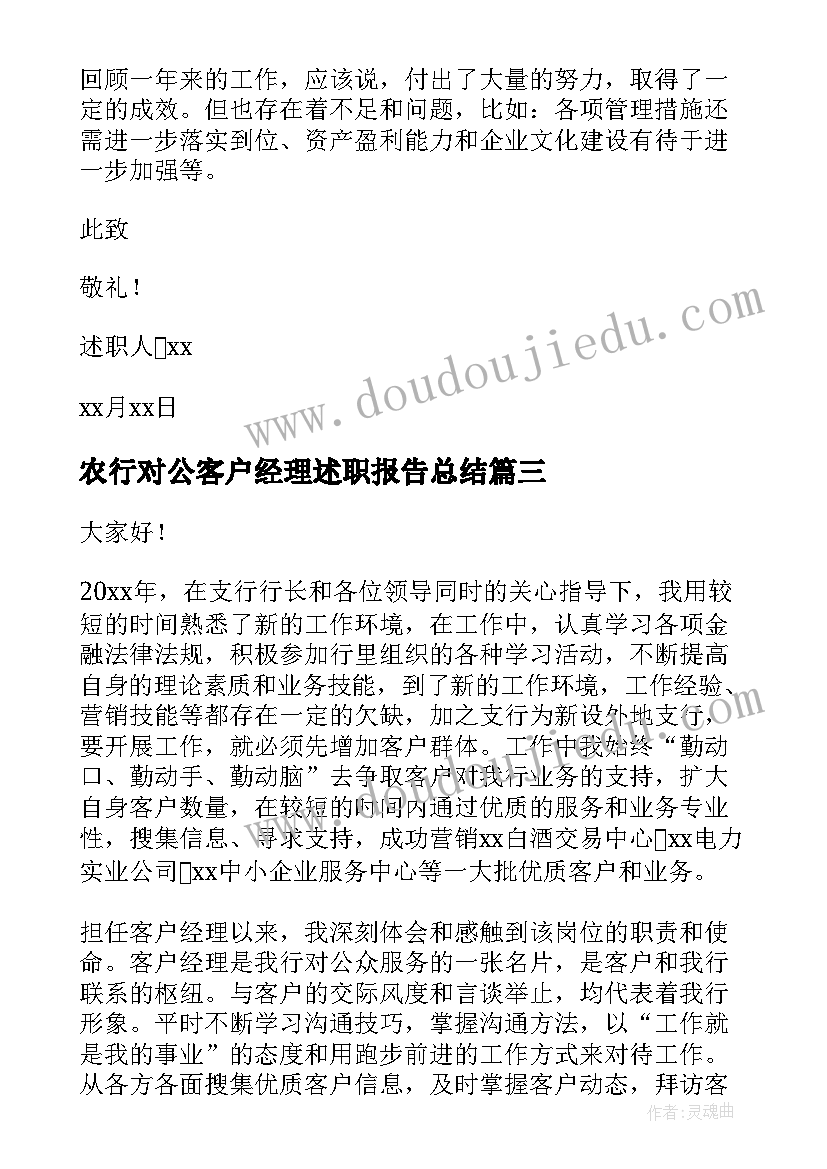 2023年农行对公客户经理述职报告总结(大全5篇)