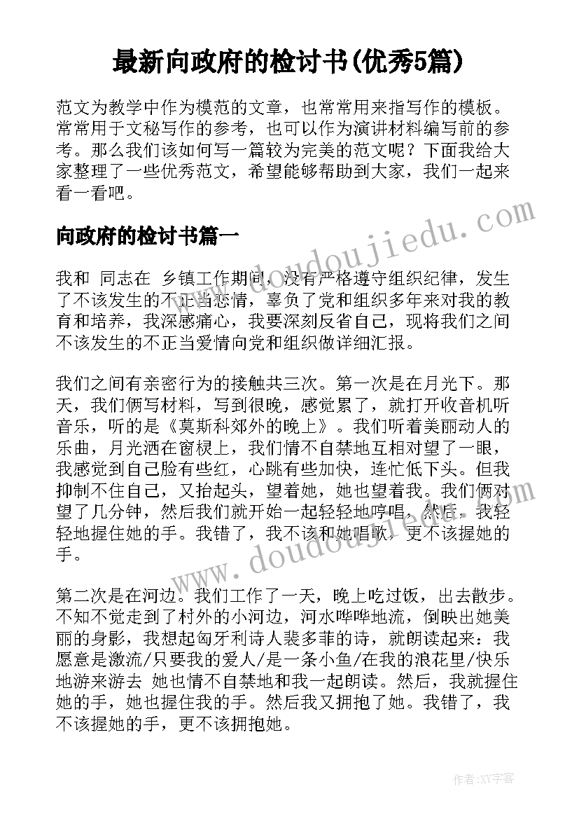 最新向政府的检讨书(优秀5篇)