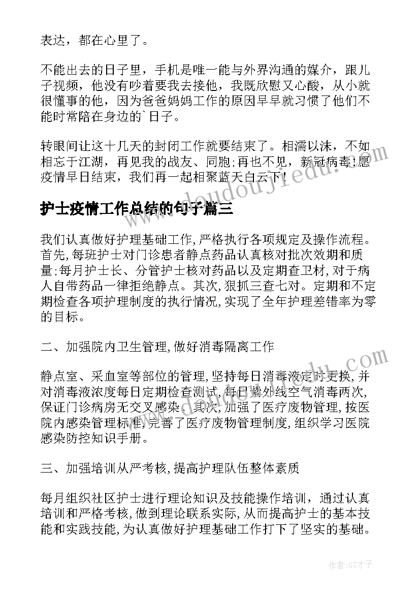 最新护士疫情工作总结的句子(实用5篇)