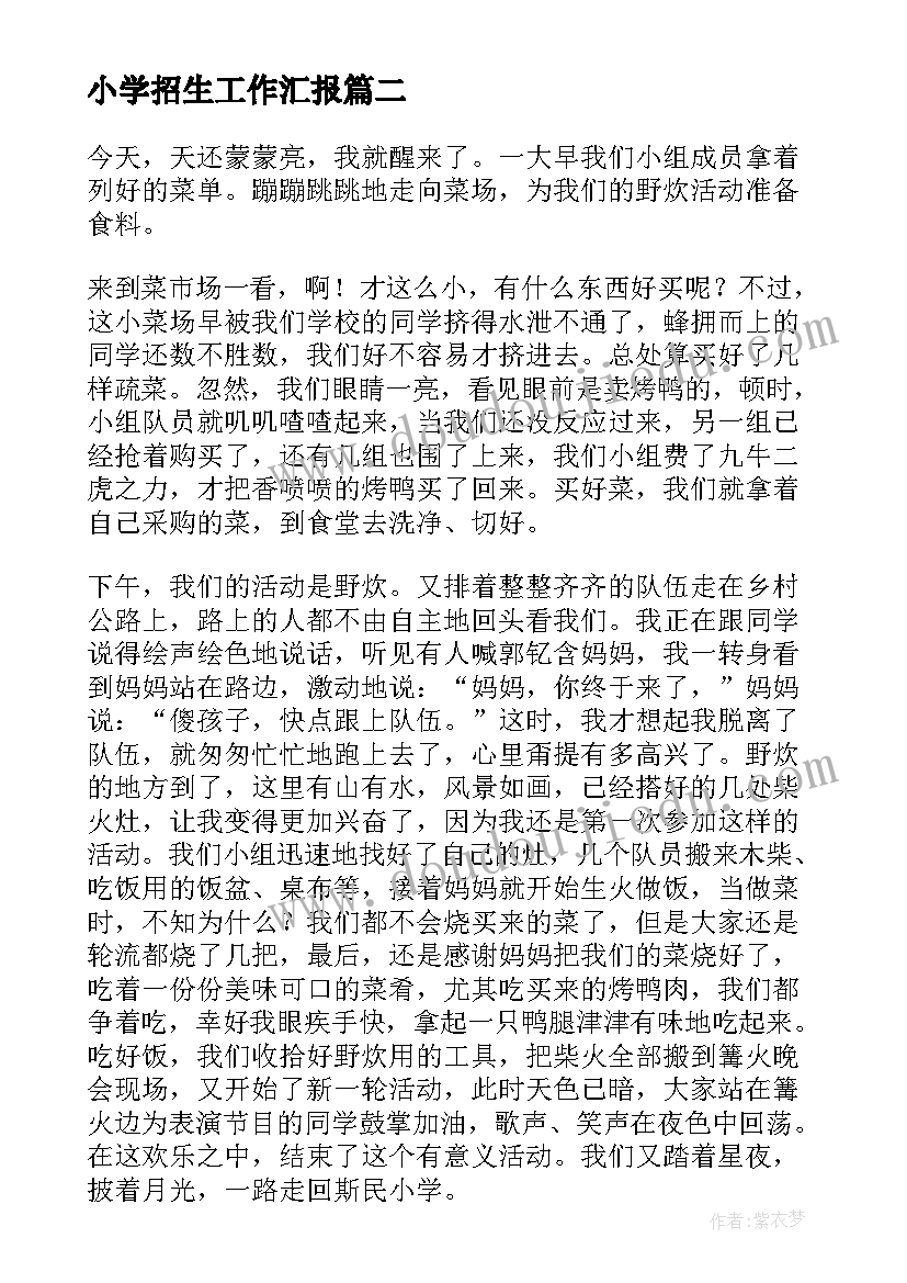 小学招生工作汇报(实用7篇)