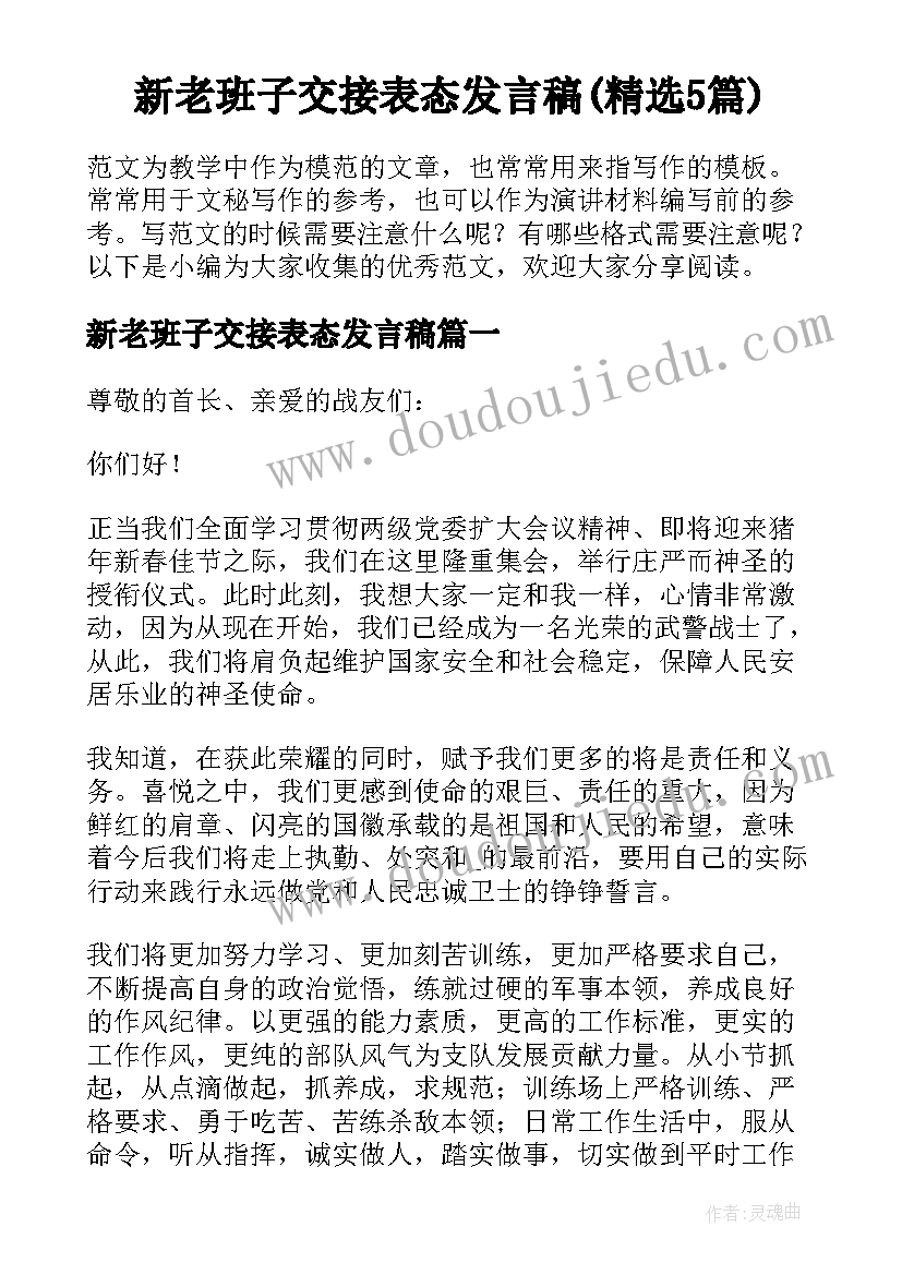 新老班子交接表态发言稿(精选5篇)