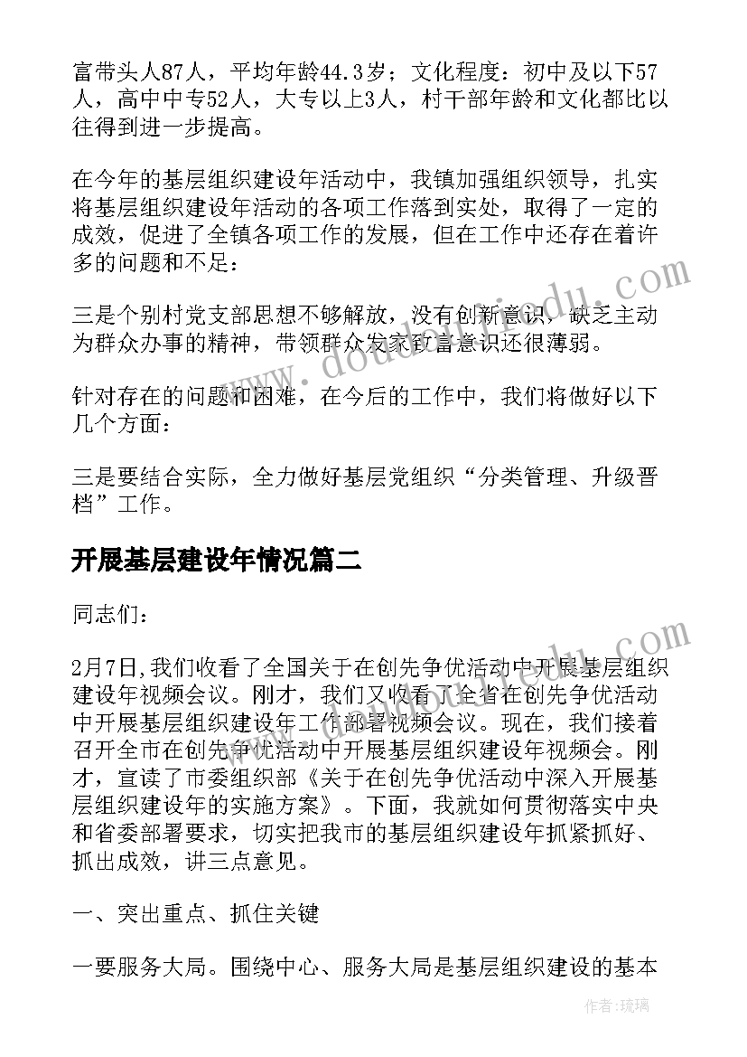 最新开展基层建设年情况 开展基层组织建设年活动总结(汇总5篇)