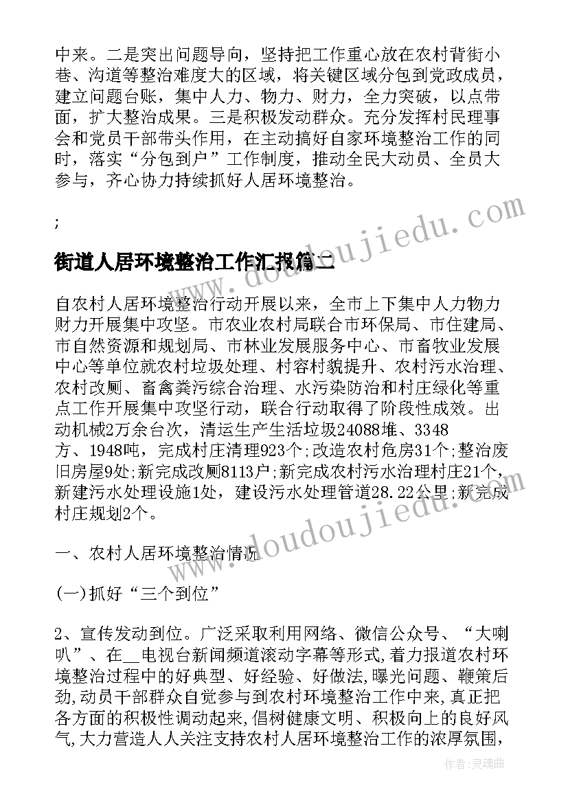 2023年街道人居环境整治工作汇报(优质5篇)