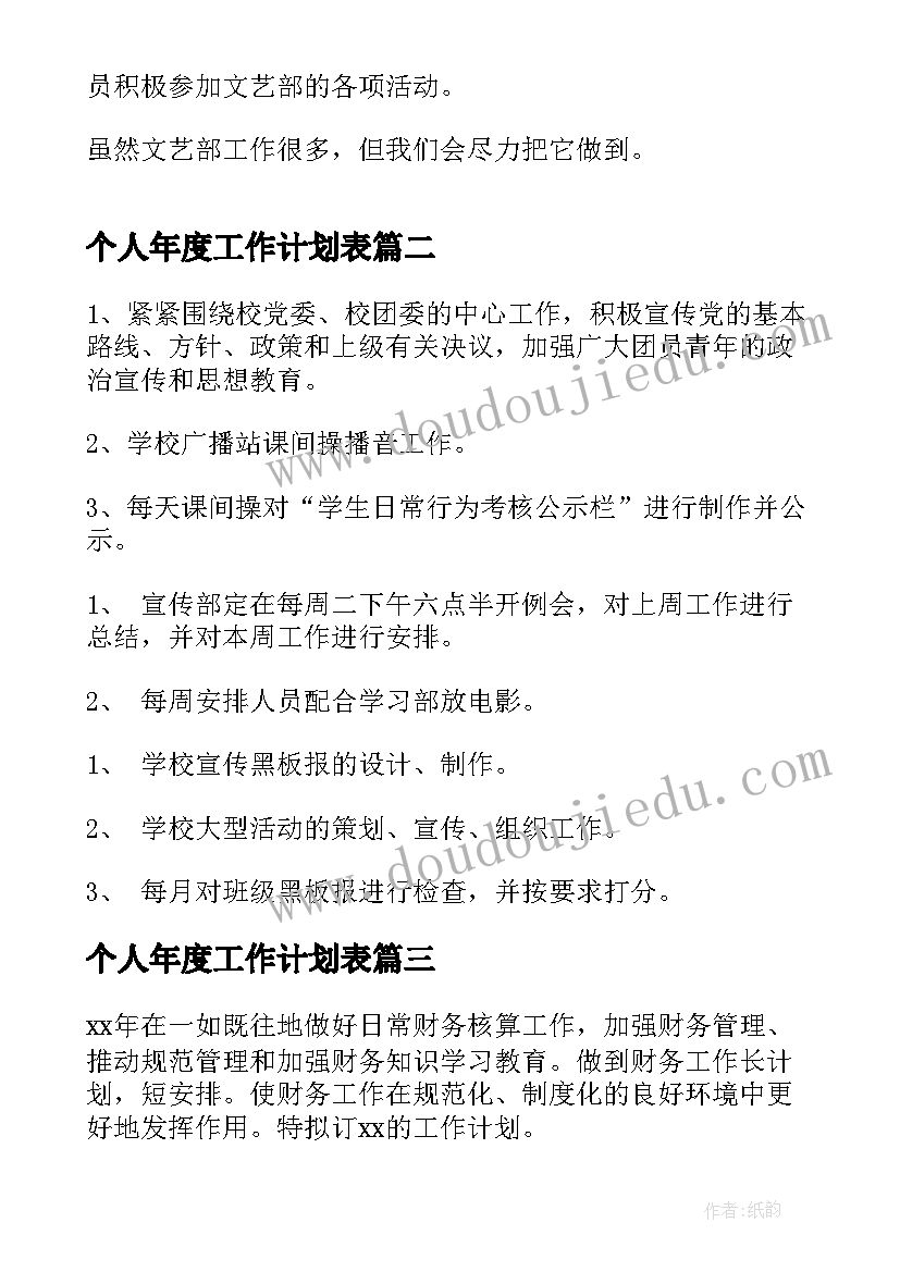 2023年个人年度工作计划表(精选5篇)