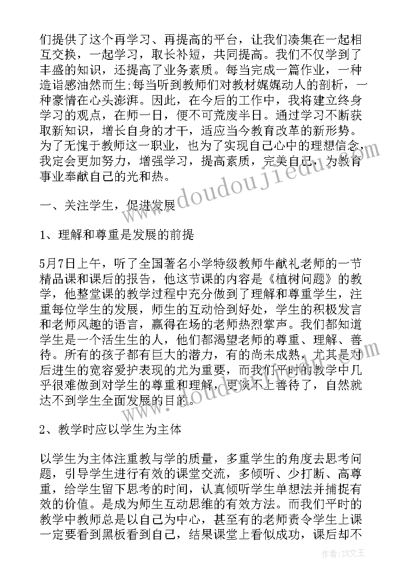 2023年小学数学概念课教学策略讲座 小学数学教师培训总结(优质10篇)