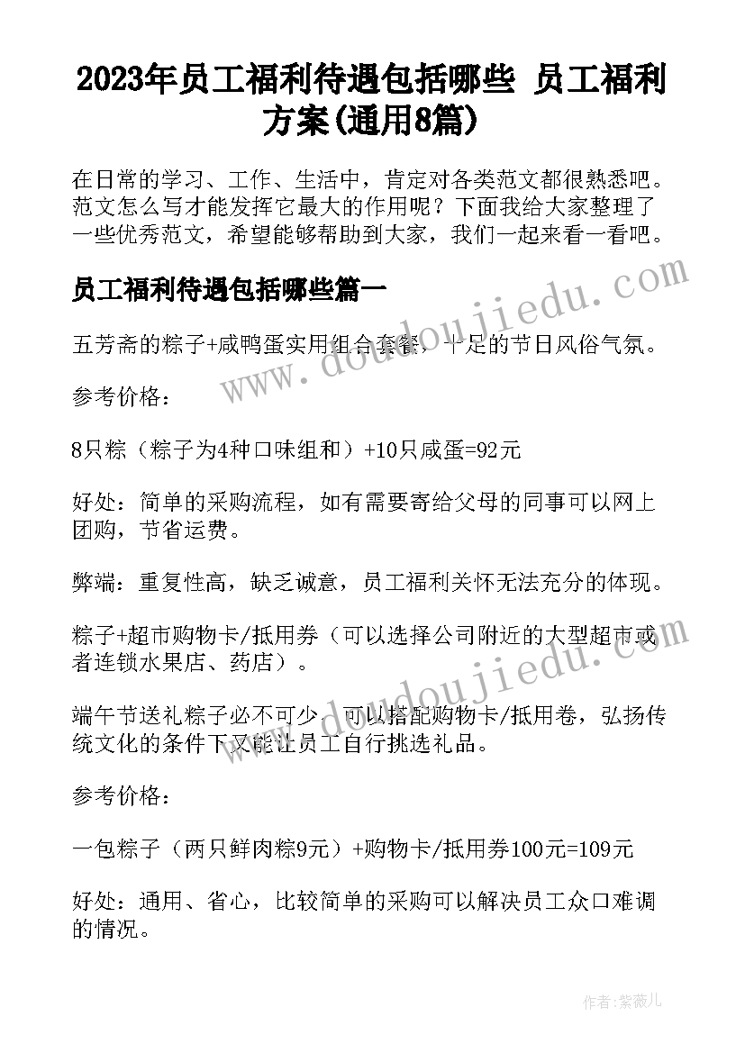 2023年员工福利待遇包括哪些 员工福利方案(通用8篇)