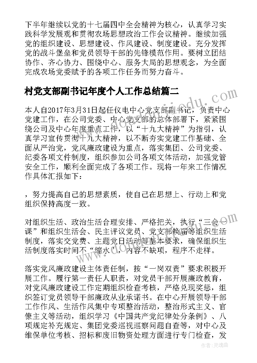 2023年村党支部副书记年度个人工作总结 党支部副书记个人工作总结(优秀5篇)