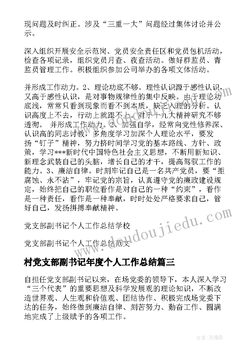 2023年村党支部副书记年度个人工作总结 党支部副书记个人工作总结(优秀5篇)