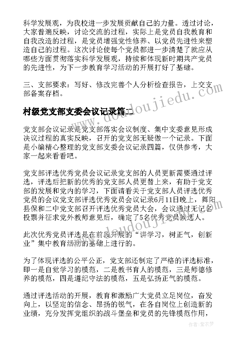 2023年村级党支部支委会议记录(精选5篇)