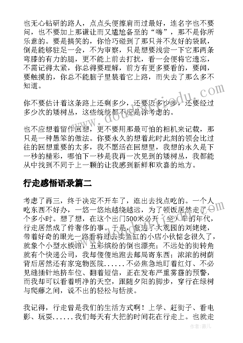 2023年行走感悟语录 行走感悟人生(优秀5篇)