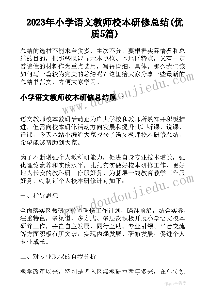 2023年小学语文教师校本研修总结(优质5篇)