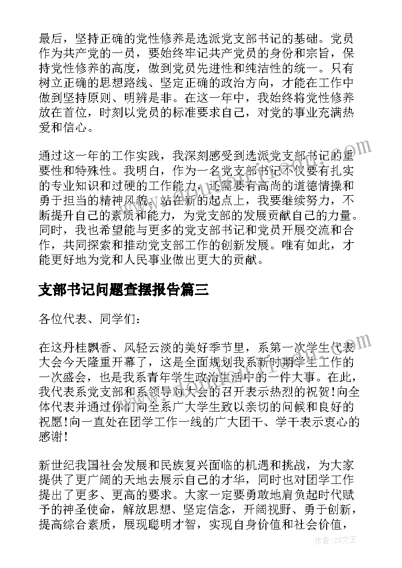 最新支部书记问题查摆报告 支部书记述职报告(实用10篇)